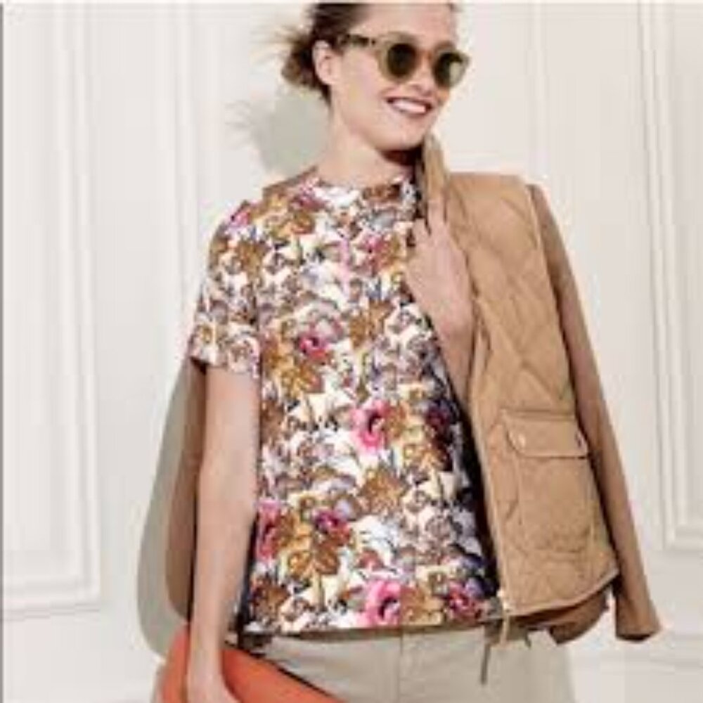 J.Crew Collection Top in Antique Rose Print Size 2